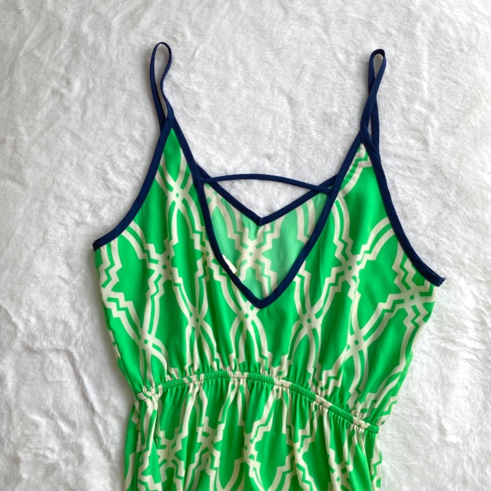 Excellent Condition Francesca’s Boutique Green & White Maxi Dress - Picture 10 of 14